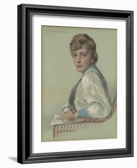 Dion William Palgrave Clayton Calthrop, Aged Eight, 1886 (Pencil and Coloured Chalks on Blue-Green-Anthony Frederick Augustus Sandys-Framed Giclee Print