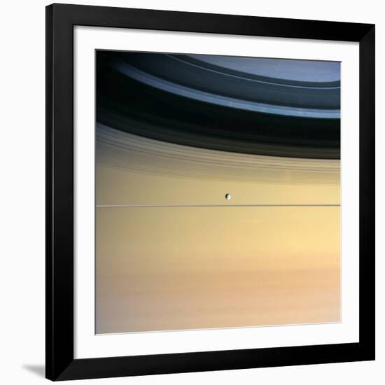 Dione And Ring Shadows on Saturn, Cassini-null-Framed Photographic Print