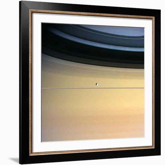 Dione And Ring Shadows on Saturn, Cassini-null-Framed Photographic Print