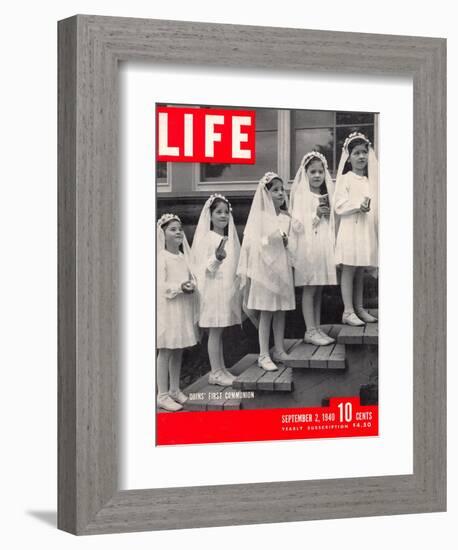 Dionne Quintuplets First Communion, September 2, 1940-Hansel Mieth-Framed Photographic Print