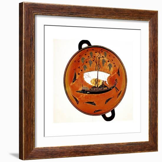 Dionysius in a Sailing Boat Surrounded by Dolphins, Ancient Greek Dish (Krate), 530 Bc-null-Framed Giclee Print