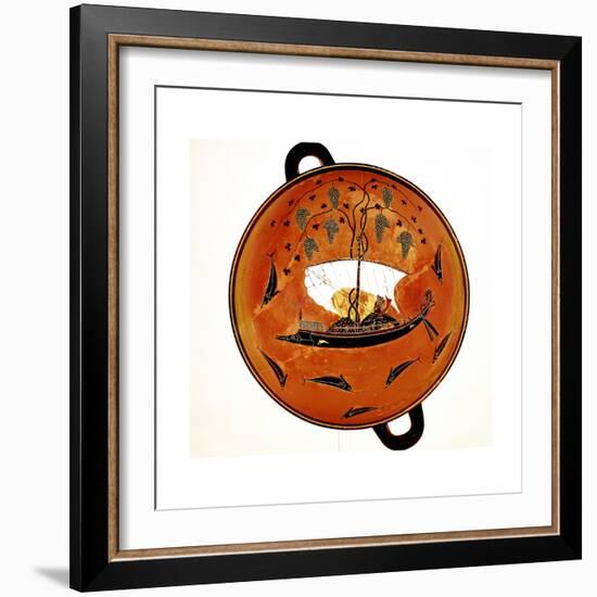 Dionysius in a Sailing Boat Surrounded by Dolphins, Ancient Greek Dish (Krate), 530 Bc-null-Framed Giclee Print