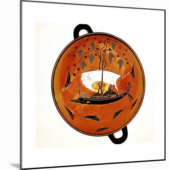 Dionysius in a Sailing Boat Surrounded by Dolphins, Ancient Greek Dish (Krate), 530 Bc-null-Mounted Giclee Print