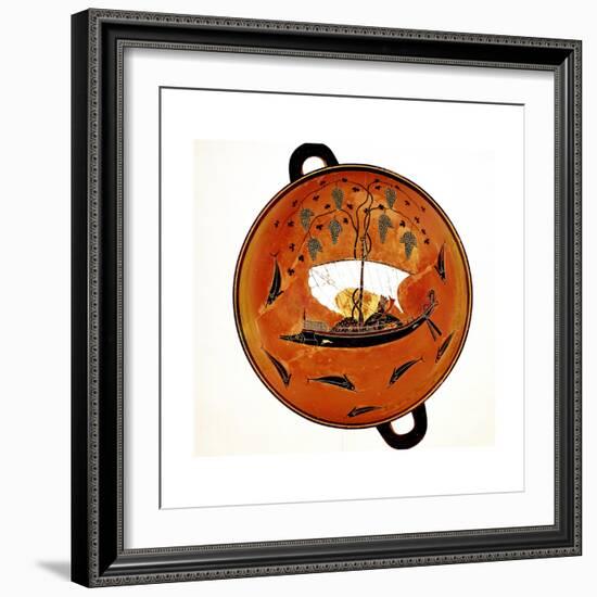 Dionysius in a Sailing Boat Surrounded by Dolphins, Ancient Greek Dish (Krate), 530 Bc-null-Framed Giclee Print