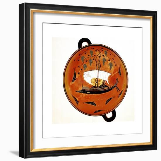 Dionysius in a Sailing Boat Surrounded by Dolphins, Ancient Greek Dish (Krate), 530 Bc-null-Framed Giclee Print