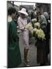 Dior Models in Soviet Union for Officially Sanctioned Fashion Show Visiting Flower Market-null-Mounted Photographic Print