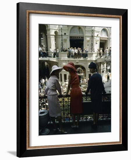 Dior Models in Soviet Union for Officially Sanctioned Fashion Show Visiting Gum Deptartment Store-null-Framed Photographic Print