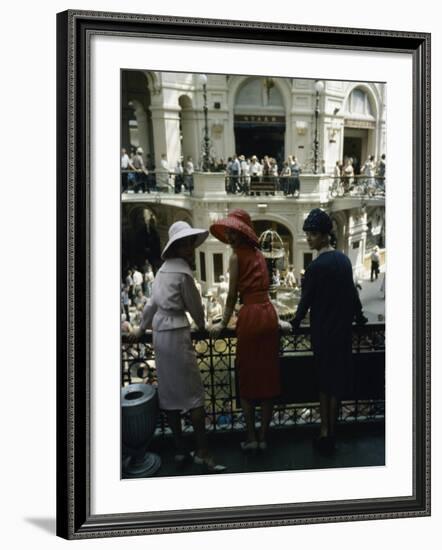 Dior Models in Soviet Union for Officially Sanctioned Fashion Show Visiting Gum Deptartment Store-null-Framed Photographic Print