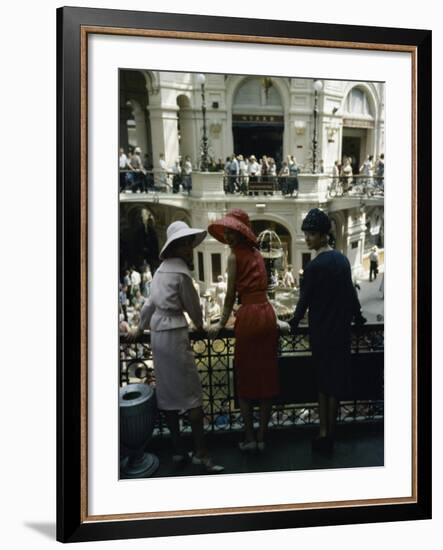 Dior Models in Soviet Union for Officially Sanctioned Fashion Show Visiting Gum Deptartment Store-null-Framed Photographic Print