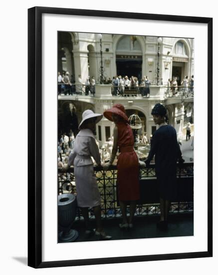 Dior Models in Soviet Union for Officially Sanctioned Fashion Show Visiting Gum Deptartment Store-null-Framed Photographic Print