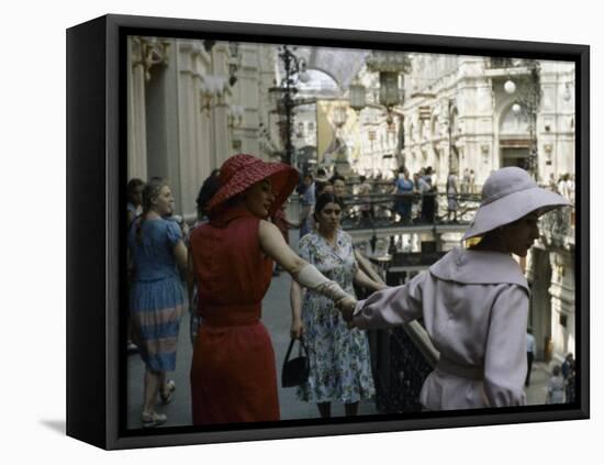 Dior Models in Soviet Union for Officially Sanctioned Fashion Show Visiting Gum Deptartment Store-null-Framed Premier Image Canvas