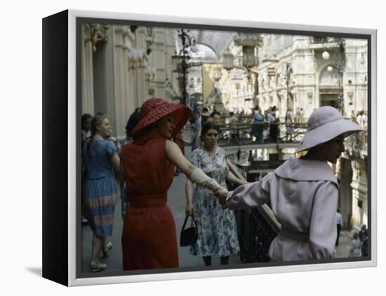 Dior Models in Soviet Union for Officially Sanctioned Fashion Show Visiting Gum Deptartment Store-null-Framed Premier Image Canvas