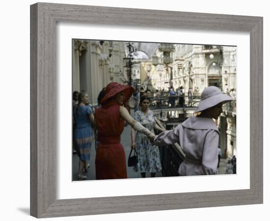 Dior Models in Soviet Union for Officially Sanctioned Fashion Show Visiting Gum Deptartment Store-null-Framed Photographic Print