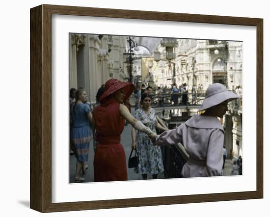 Dior Models in Soviet Union for Officially Sanctioned Fashion Show Visiting Gum Deptartment Store-null-Framed Photographic Print