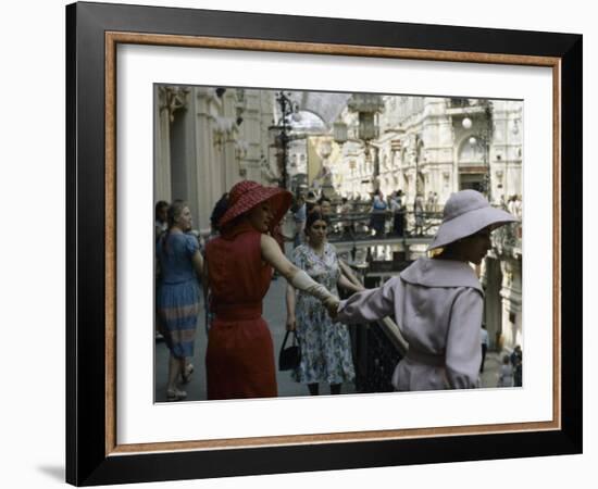 Dior Models in Soviet Union for Officially Sanctioned Fashion Show Visiting Gum Deptartment Store-null-Framed Photographic Print