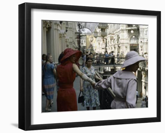 Dior Models in Soviet Union for Officially Sanctioned Fashion Show Visiting Gum Deptartment Store-null-Framed Photographic Print