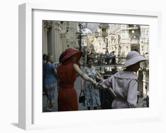 Dior Models in Soviet Union for Officially Sanctioned Fashion Show Visiting Gum Deptartment Store-null-Framed Photographic Print