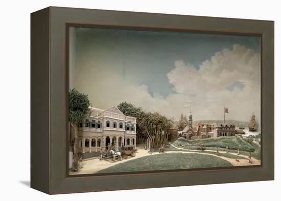 Diorama of Government Square in Paramaribo-Gerrit Schouten-Framed Stretched Canvas