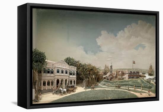 Diorama of Government Square in Paramaribo-Gerrit Schouten-Framed Stretched Canvas