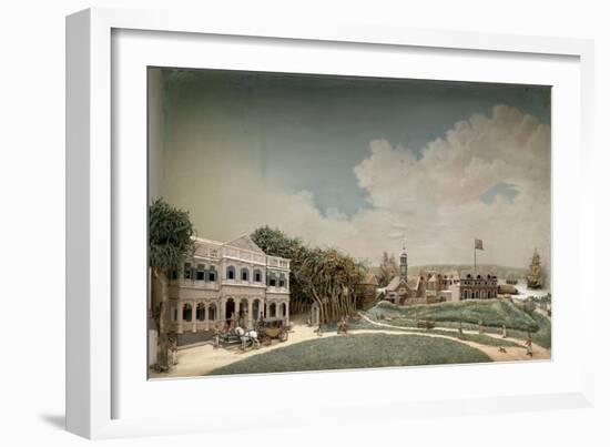 Diorama of Government Square in Paramaribo-Gerrit Schouten-Framed Art Print