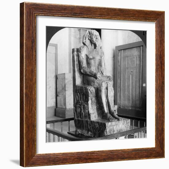 Diorite Statue of King Khafre, Builder of the Second Pyramid of Gizeh, Cairo, Egypt, 1905-Underwood & Underwood-Framed Photographic Print