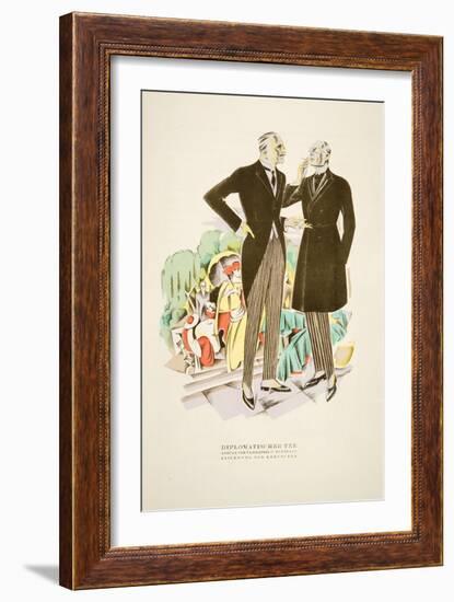 Diplomatischer Tee, Suits by Fasskessel U. Muntmann, from Styl, Pub.1922 (Pochoir Print)-German School-Framed Giclee Print