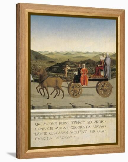 Diptych of Dukes of Urbino: Triumph of Duchess of Urbino, Back Side of Portrait of Battista Sforza-Piero della Francesca-Framed Premier Image Canvas