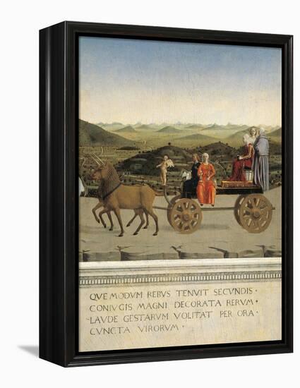 Diptych of Dukes of Urbino: Triumph of Duchess of Urbino, Back Side of Portrait of Battista Sforza-Piero della Francesca-Framed Premier Image Canvas