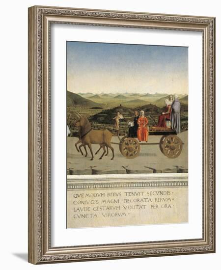 Diptych of Dukes of Urbino: Triumph of Duchess of Urbino, Back Side of Portrait of Battista Sforza-Piero della Francesca-Framed Giclee Print