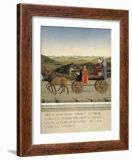 Diptych of Dukes of Urbino: Triumph of Duchess of Urbino, Back Side of Portrait of Battista Sforza-Piero della Francesca-Framed Giclee Print