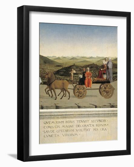 Diptych of Dukes of Urbino: Triumph of Duchess of Urbino, Back Side of Portrait of Battista Sforza-Piero della Francesca-Framed Giclee Print