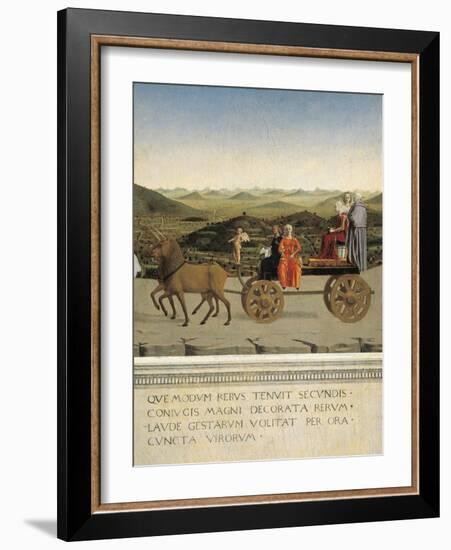 Diptych of Dukes of Urbino: Triumph of Duchess of Urbino, Back Side of Portrait of Battista Sforza-Piero della Francesca-Framed Giclee Print