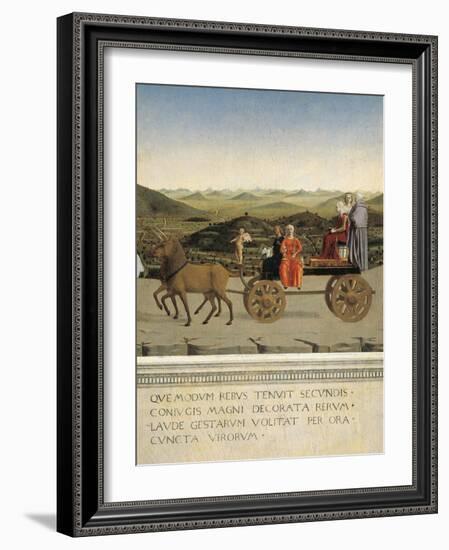 Diptych of Dukes of Urbino: Triumph of Duchess of Urbino, Back Side of Portrait of Battista Sforza-Piero della Francesca-Framed Giclee Print