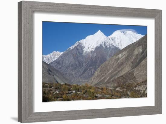 Diran peak towering over the Bagrot Valley, Gilgit-Baltistan, Pakistan, Asia-Alex Treadway-Framed Photographic Print