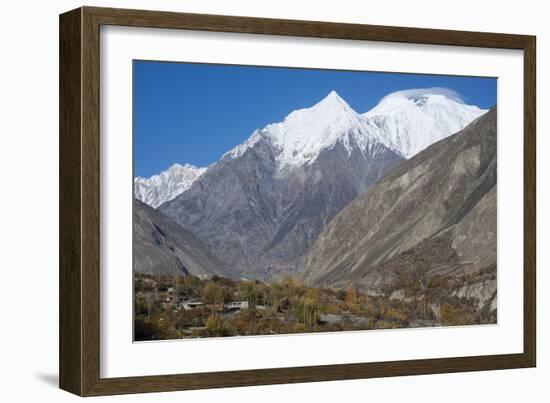 Diran peak towering over the Bagrot Valley, Gilgit-Baltistan, Pakistan, Asia-Alex Treadway-Framed Photographic Print