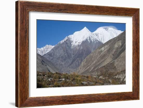 Diran peak towering over the Bagrot Valley, Gilgit-Baltistan, Pakistan, Asia-Alex Treadway-Framed Photographic Print