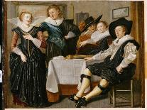 Merry Company with Flutist (Oil on Panel)-Dirck Hals-Giclee Print