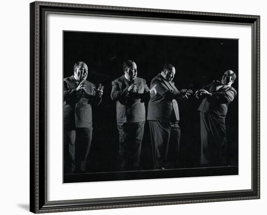 Director Alfred Hitchcock Demonstrating Various Actions During Filming of "Shadow of a Doubt"-Gjon Mili-Framed Premium Photographic Print