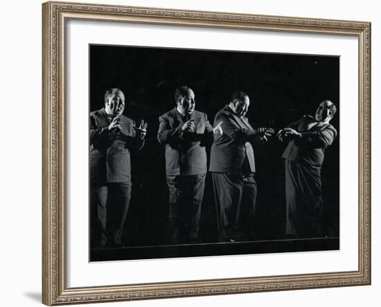 Director Alfred Hitchcock Demonstrating Various Actions During Filming of "Shadow of a Doubt"-Gjon Mili-Framed Premium Photographic Print