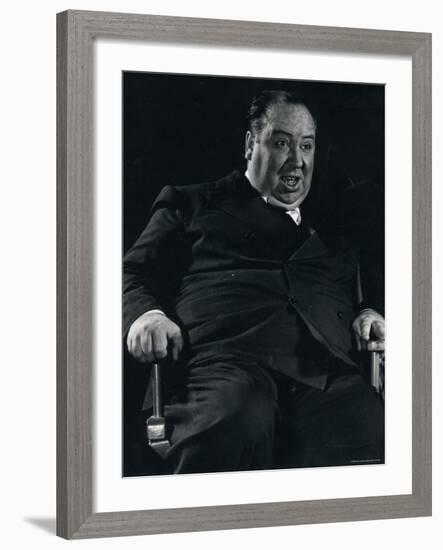 Director Alfred Hitchcock on Set of Motion Picture Shadow of a Doubt-Gjon Mili-Framed Premium Photographic Print