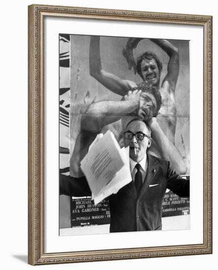 Director and Producer Dino De Laurentis-Carlo Bavagnoli-Framed Premium Photographic Print