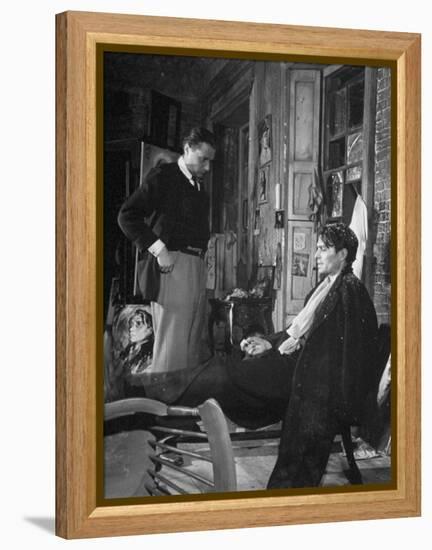 Director Carol Reed Working with Actor James Mason on Set of the Moive "Odd Man Out"-null-Framed Premier Image Canvas