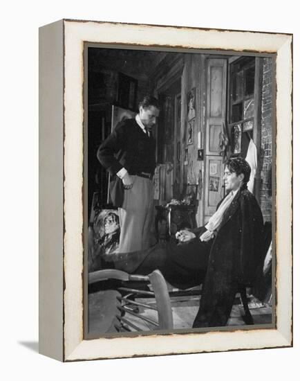 Director Carol Reed Working with Actor James Mason on Set of the Moive "Odd Man Out"-null-Framed Premier Image Canvas