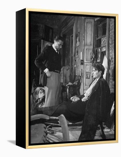 Director Carol Reed Working with Actor James Mason on Set of the Moive "Odd Man Out"-null-Framed Premier Image Canvas