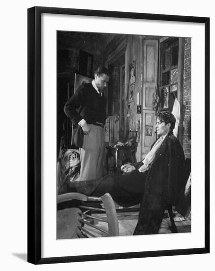 Director Carol Reed Working with Actor James Mason on Set of the Moive "Odd Man Out"-null-Framed Photographic Print