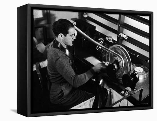 Director Frank Capra Editing Film for "You Can't Take It with You" at Columbia Studios-Rex Hardy Jr.-Framed Premier Image Canvas