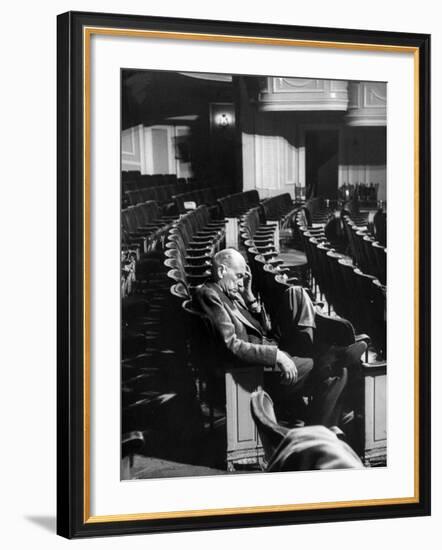 Director George Abbott Directing the Musical, "Damn Yankees."-Peter Stackpole-Framed Premium Photographic Print