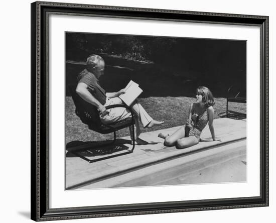 Director Joshua L. Logan Studying a Movie Script with Young Actress Jane Fonda-Allan Grant-Framed Premium Photographic Print