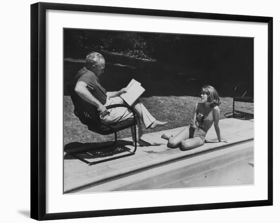 Director Joshua L. Logan Studying a Movie Script with Young Actress Jane Fonda-Allan Grant-Framed Premium Photographic Print
