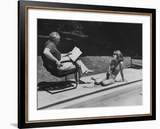 Director Joshua L. Logan Studying a Movie Script with Young Actress Jane Fonda-Allan Grant-Framed Premium Photographic Print